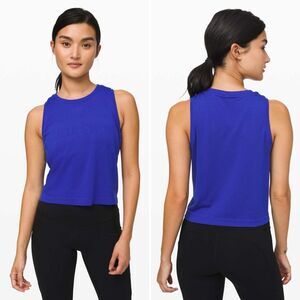 Lululemon Breeze By Muscle Crop Logo Tank in Jet Stream Blue Size 4